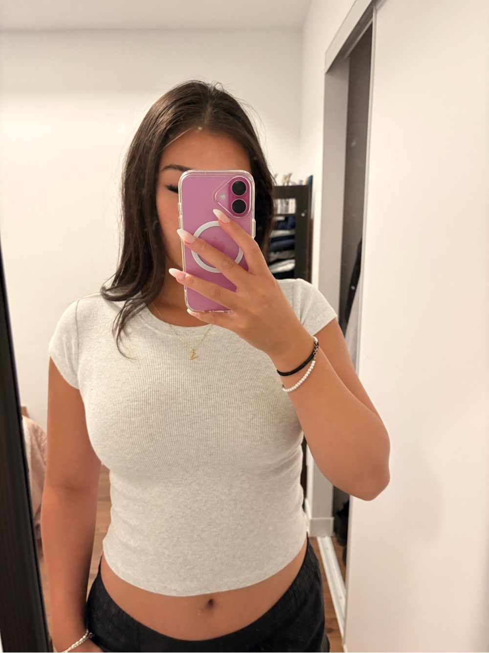 white ribbed basic tee